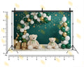 GREEN BALLOON ARCH TEDDY BEAR BABY BIRTHDAY THEME BACKDROP FOR BABY, KIDS & CAKE SMASH PHOTOGRAPHY