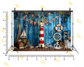 NAUTICAL LIGHTHOUSE COASTAL RUSTIC WOOD SAILOR THEME BACKDROP FOR KIDS, BABY & BIRTHDAY PHOTOGRAPHY