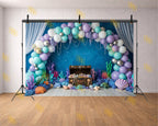 UNDERWATER MERMAID TREASURE THEME BALLOON ARCH OCEAN SETUP BACKDROP FOR BABY, KIDS & BIRTHDAY PHOTOGRAPHY