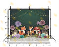 CUTE FOREST ANIMAL FLORAL SETUP BACKDROP FOR KIDS & BABY PHOTOGRAPHY