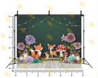 CUTE FOREST ANIMAL FLORAL SETUP BACKDROP FOR KIDS & BABY PHOTOGRAPHY