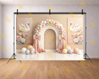 PASTEL SWAN PRINCESS BALLOON ARCH FLORAL ELEGANT BABY THEME BACKDROP FOR BABY, KIDS & BIRTHDAY PHOTOGRAPHY