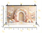 PASTEL SWAN PRINCESS BALLOON ARCH FLORAL ELEGANT BABY THEME BACKDROP FOR BABY, KIDS & BIRTHDAY PHOTOGRAPHY