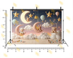 CUTE MOON STARS TEDDY BUNNY NIGHT SKY BABY THEME BACKDROP FOR BABY, KIDS & NEWBORN PHOTOGRAPHY