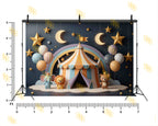 NIGHT CIRCUS CARNIVAL TENT CUTE ANIMAL MOON STAR THEME BACKDROP FOR BABY, KIDS & BIRTHDAY PHOTOGRAPHY