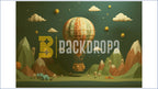 VINTAGE HOT AIR BALLOON MOUNTAIN LANDSCAPE NIGHT SKY THEME BACKDROP FOR KIDS, BABY & CREATIVE PHOTOGRAPHY