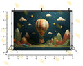 VINTAGE HOT AIR BALLOON MOUNTAIN LANDSCAPE NIGHT SKY THEME BACKDROP FOR KIDS, BABY & CREATIVE PHOTOGRAPHY
