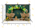 JUNGLE SAFARI GREEN BALLOON ARCH ANIMAL BIRTHDAY THEME BACKDROP FOR BABY, KIDS & BIRTHDAY PHOTOGRAPHY