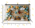 VINTAGE AIRPLANE TEDDY BEAR BALLOON ARCH ADVENTURE THEME BACKDROP FOR BABY, KIDS & BIRTHDAY PHOTOGRAPHY