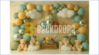 VINTAGE AIRPLANE TEDDY BEAR BALLOON ARCH ADVENTURE THEME BACKDROP FOR BABY, KIDS & BIRTHDAY PHOTOGRAPHY