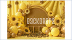 SUNFLOWER YELLOW BALLOON ARCH FLORAL RUSTIC THEME BACKDROP FOR BABY, KIDS & BIRTHDAY PHOTOGRAPHY