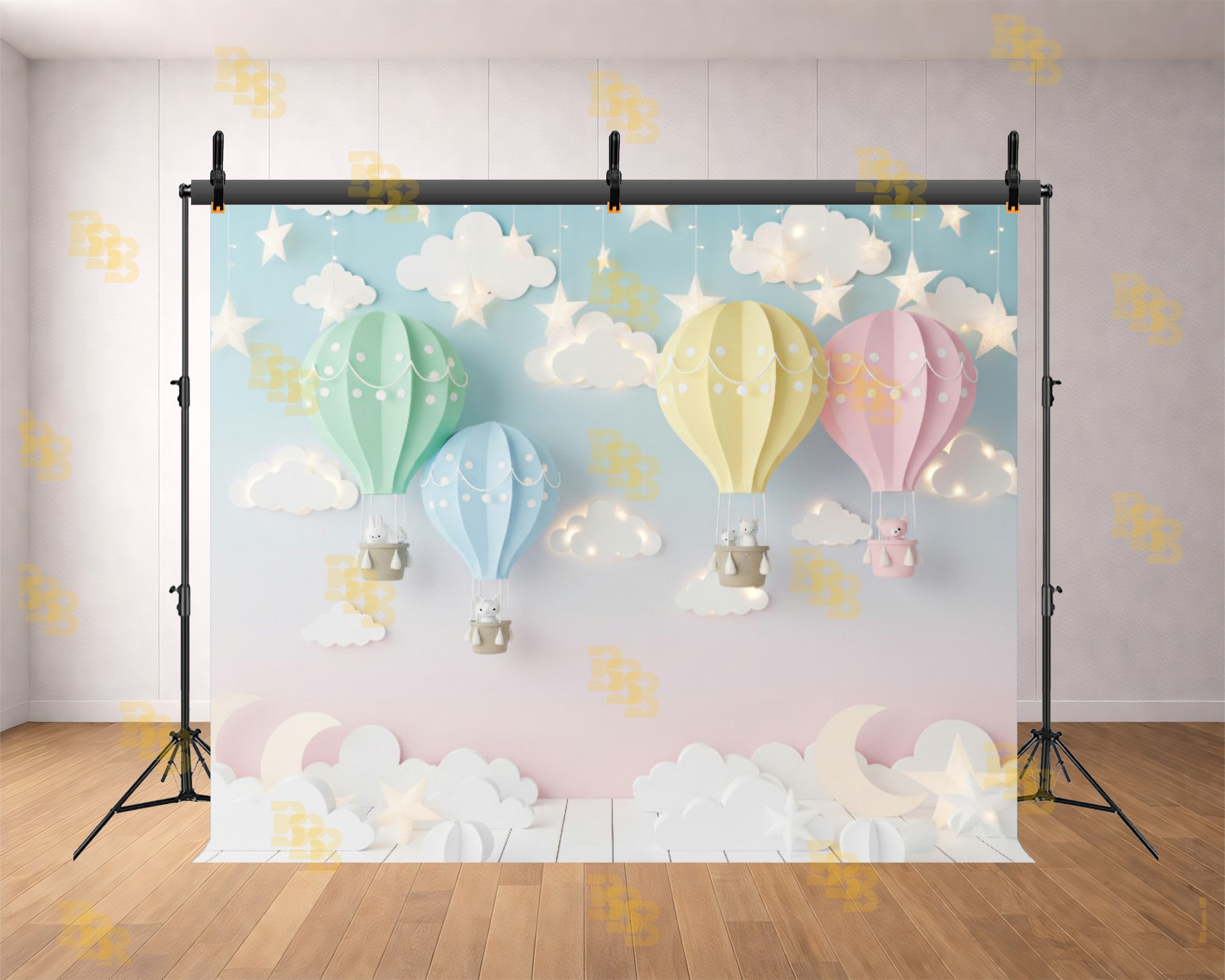 DREAMY HOT AIR BALLOON SKY THEME BACKDROP FOR KIDS & BABY PHOTOGRAPHY