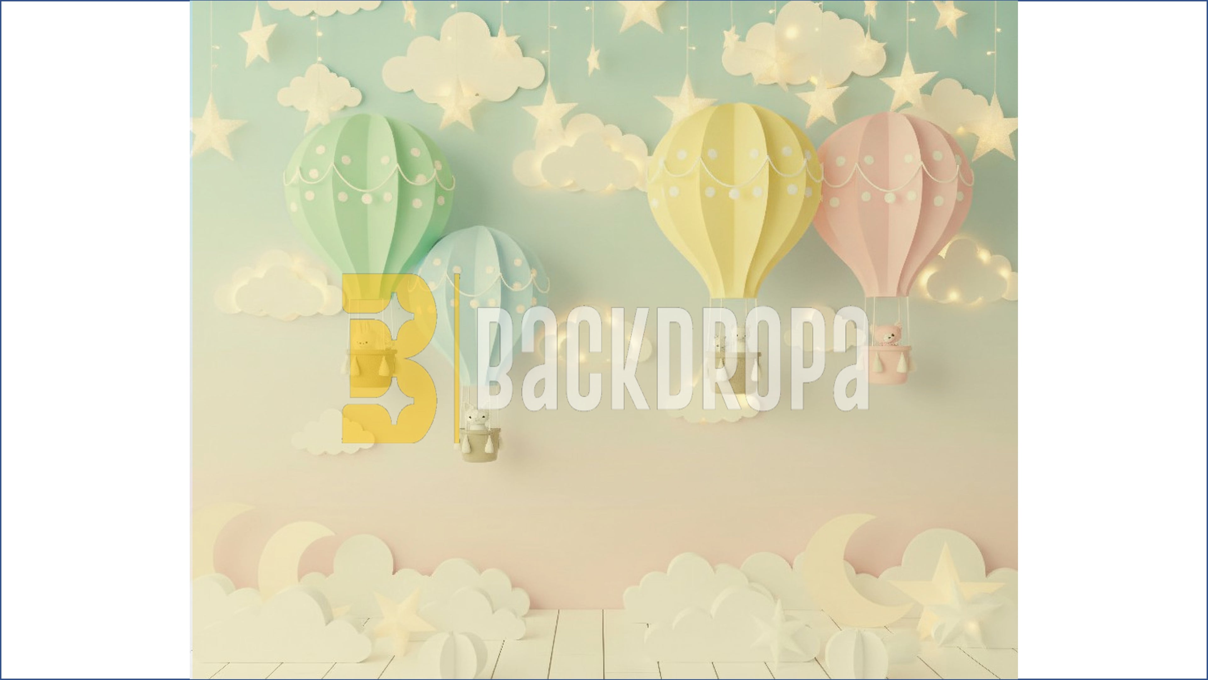DREAMY HOT AIR BALLOON SKY THEME BACKDROP FOR KIDS & BABY PHOTOGRAPHY
