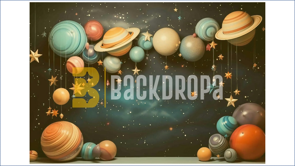SPACE GALAXY PLANETS HANGING STARS COSMIC THEME BACKDROP FOR KIDS, BABY & CREATIVE PHOTOGRAPHY