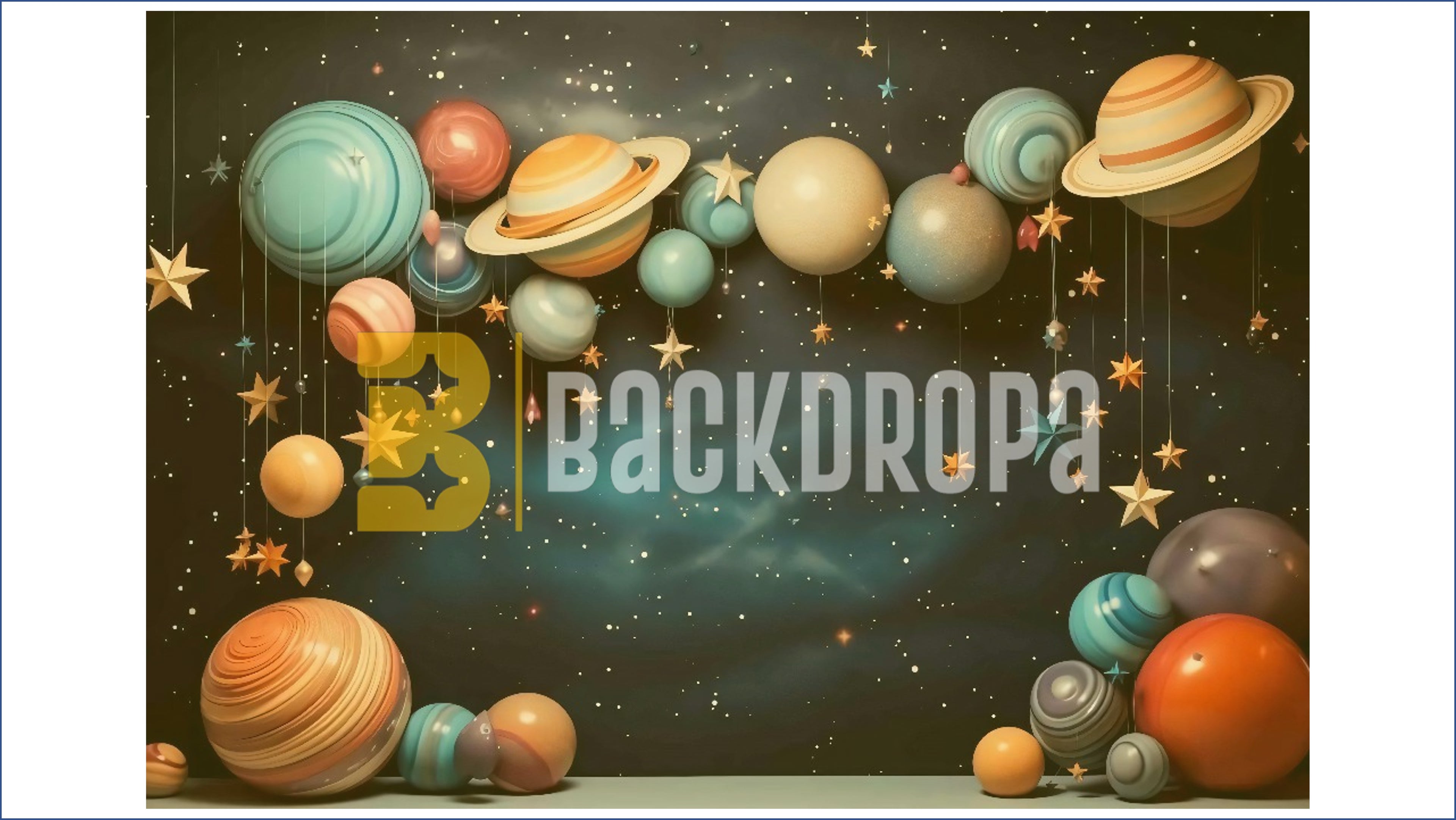 SPACE GALAXY PLANETS HANGING STARS COSMIC THEME BACKDROP FOR KIDS, BABY & CREATIVE PHOTOGRAPHY