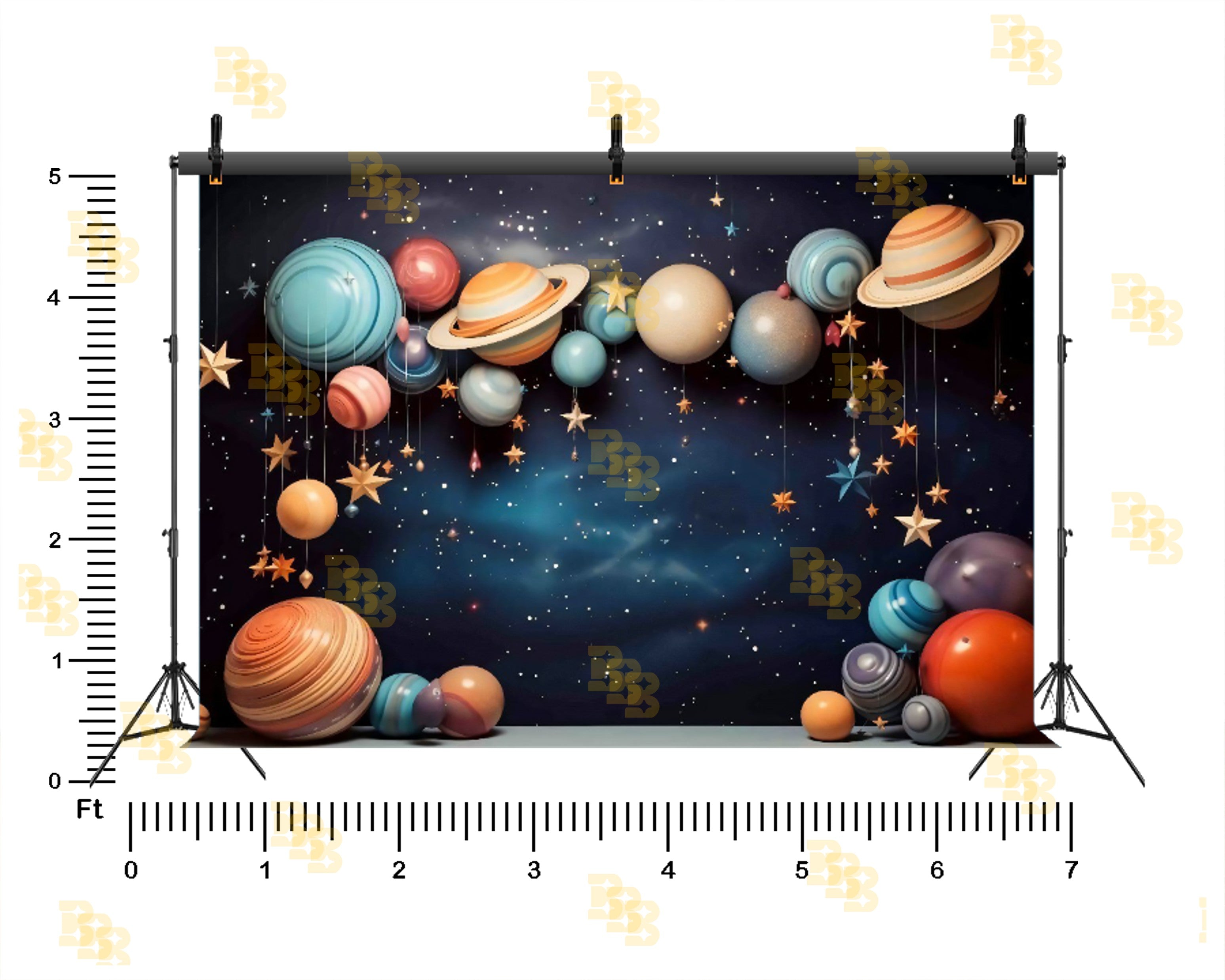 SPACE GALAXY PLANETS HANGING STARS COSMIC THEME BACKDROP FOR KIDS, BABY & CREATIVE PHOTOGRAPHY