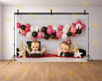 BOSS BABY GIRL PINK BLACK BALLOON MONEY THEME BIRTHDAY SETUP BACKDROP FOR BABY, KIDS & BIRTHDAY PHOTOGRAPHY