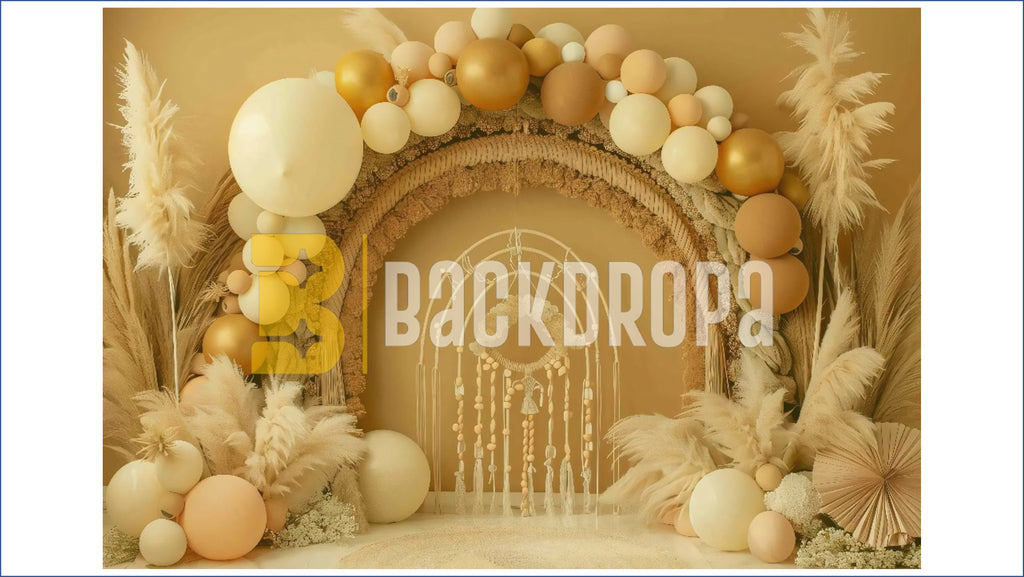 BOHO BALLOON ARCH SETUP FOR CAKE SMASH, BABY & KIDS PHOTOGRAPHY