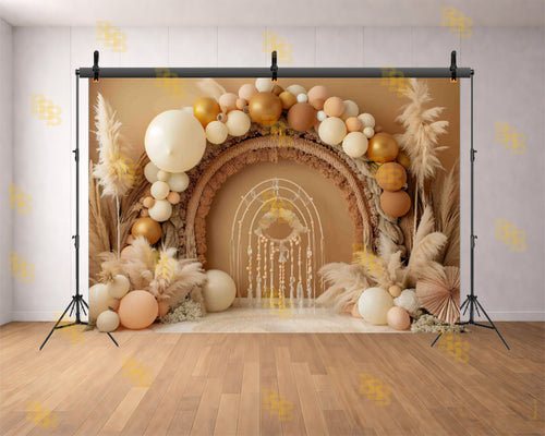 BOHO BALLOON ARCH SETUP FOR CAKE SMASH, BABY & KIDS PHOTOGRAPHY