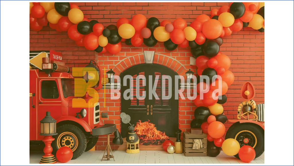 FIRE TRUCK GARAGE THEME SETUP FOR CAKE SMASH, BABY & KIDS PHOTOGRAPHY