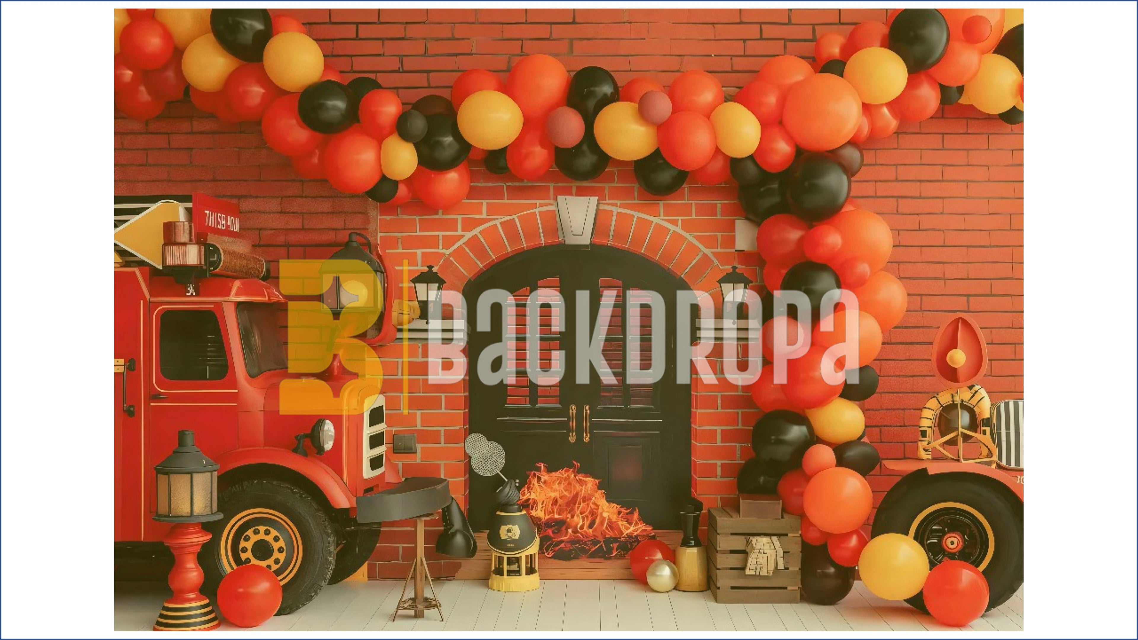 FIRE TRUCK GARAGE THEME SETUP FOR CAKE SMASH, BABY & KIDS PHOTOGRAPHY
