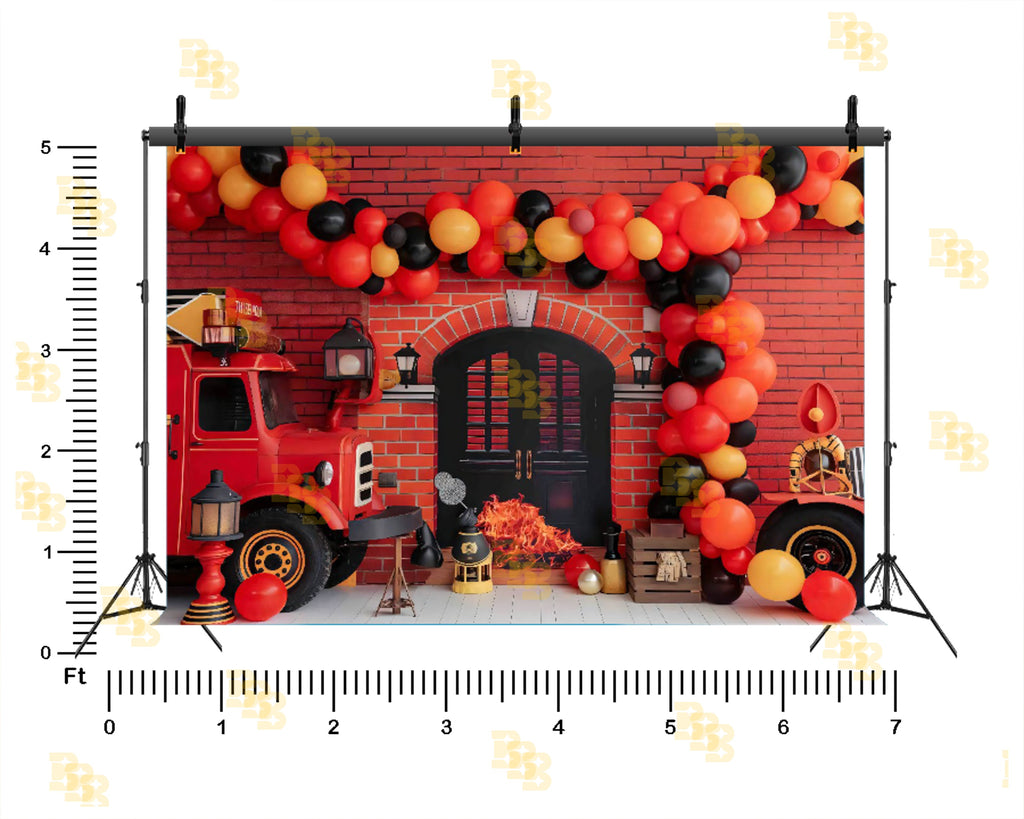 FIRE TRUCK GARAGE THEME SETUP FOR CAKE SMASH, BABY & KIDS PHOTOGRAPHY