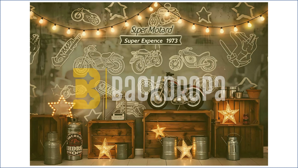 VINTAGE BIKE GARAGE THEME SETUP FOR KIDS PHOTOGRAPHY