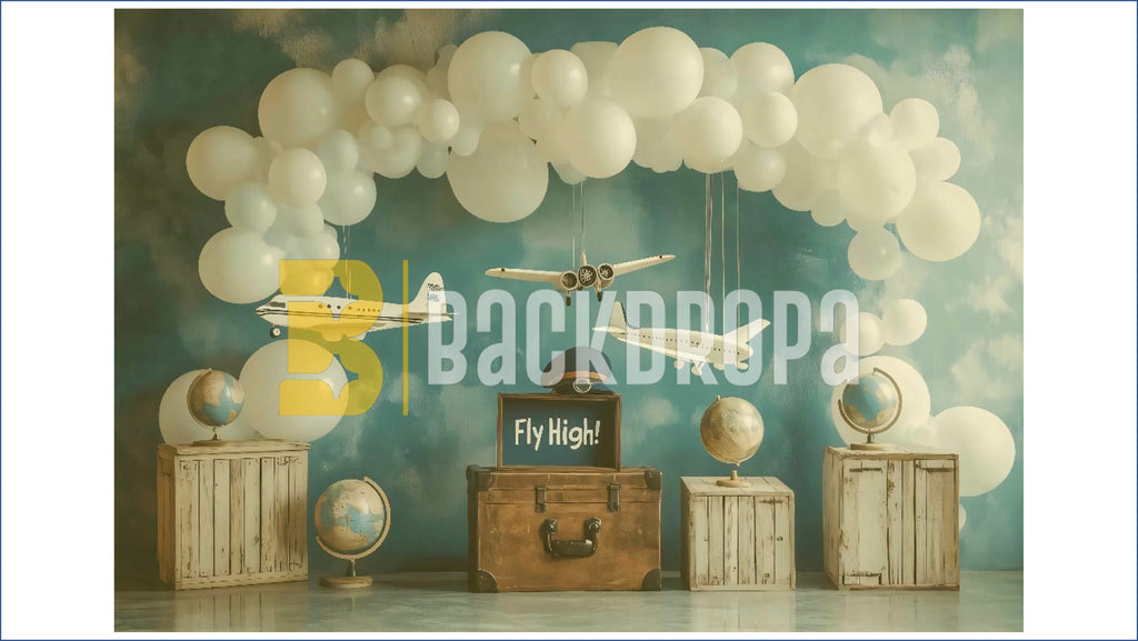 AIRPLANE TRAVEL ADVENTURE THEME SETUP FOR KIDS PHOTOGRAPHY