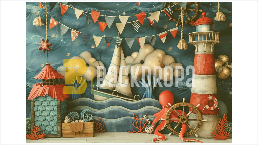 OCEAN LIGHTHOUSE ADVENTURE THEME SETUP FOR KIDS PHOTOGRAPHY