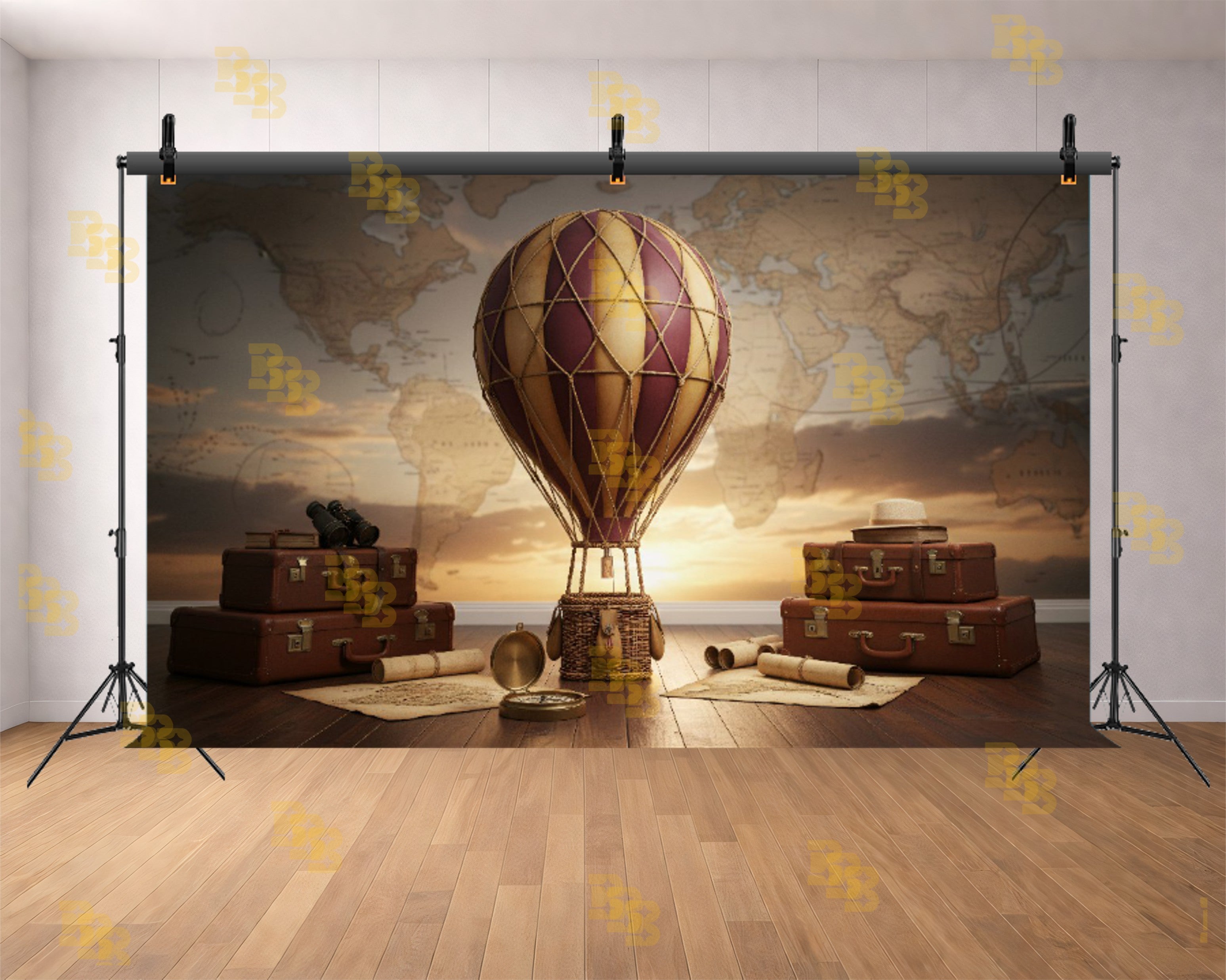 VINTAGE TRAVEL BALLOON THEME SETUP FOR KIDS PHOTOGRAPHY