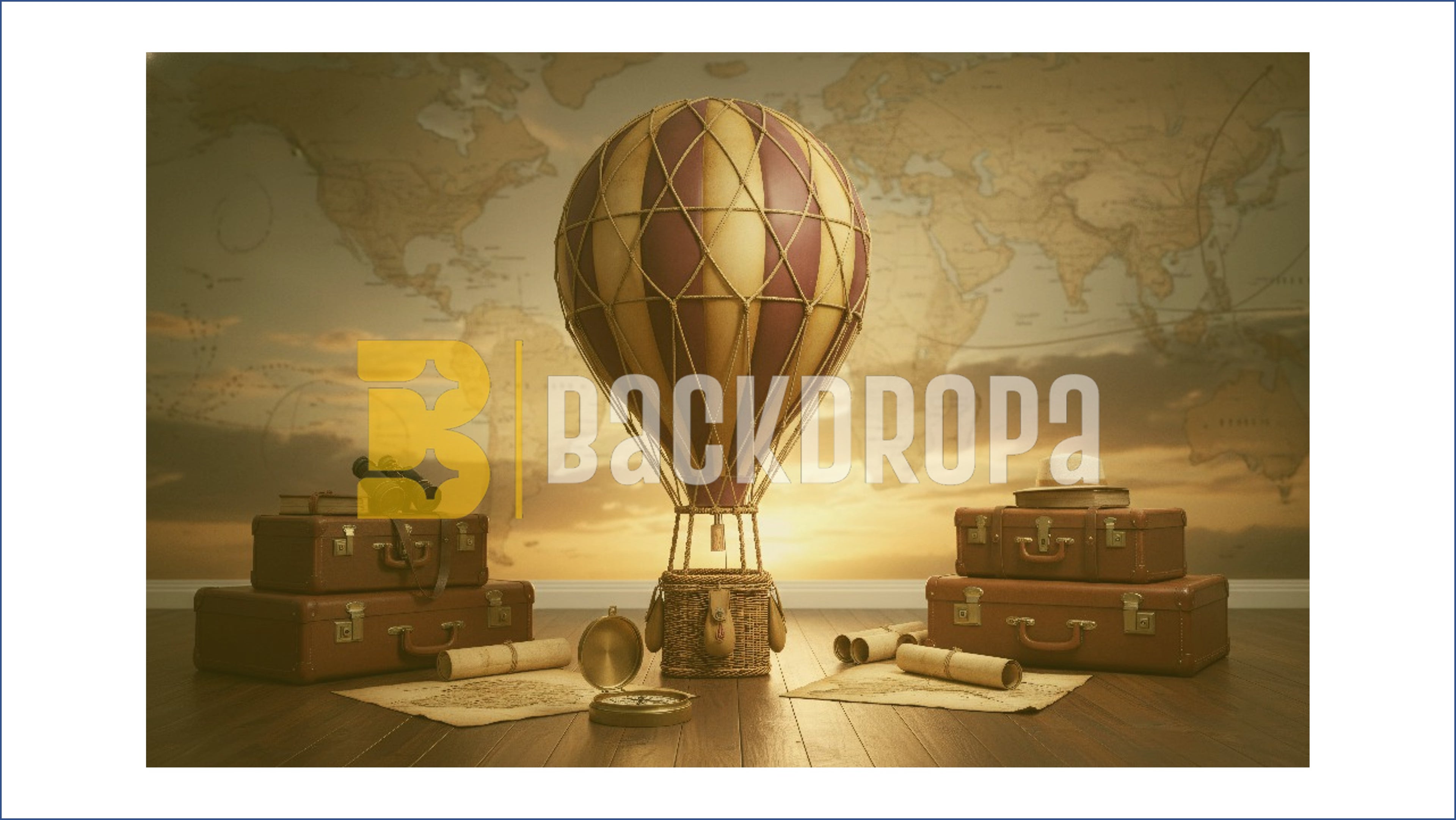 VINTAGE TRAVEL BALLOON THEME SETUP FOR KIDS PHOTOGRAPHY