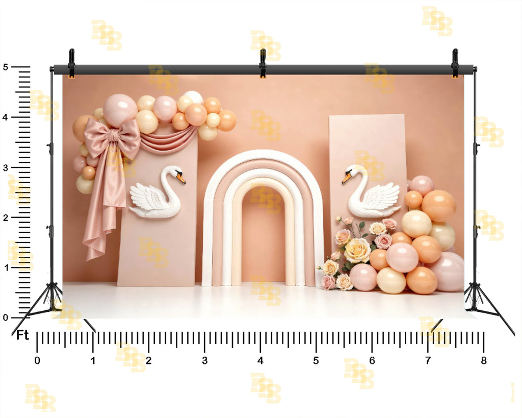 ELEGANT SWAN PASTEL ARCH THEME SETUP FOR KIDS PHOTOGRAPHY