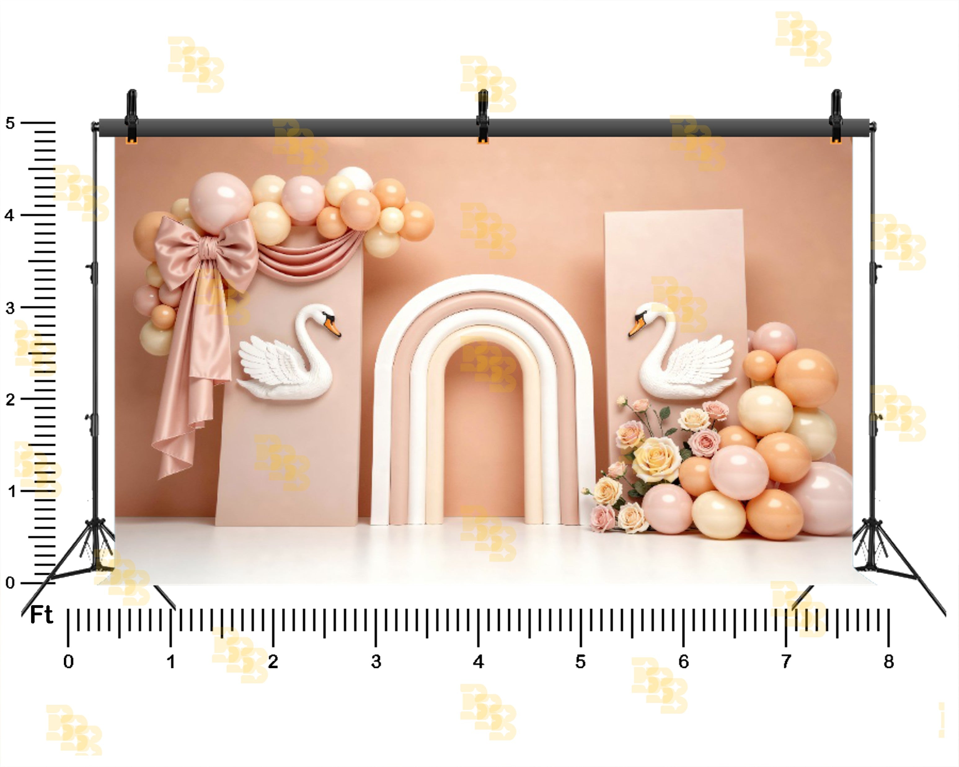 ELEGANT SWAN PASTEL ARCH THEME SETUP FOR KIDS PHOTOGRAPHY