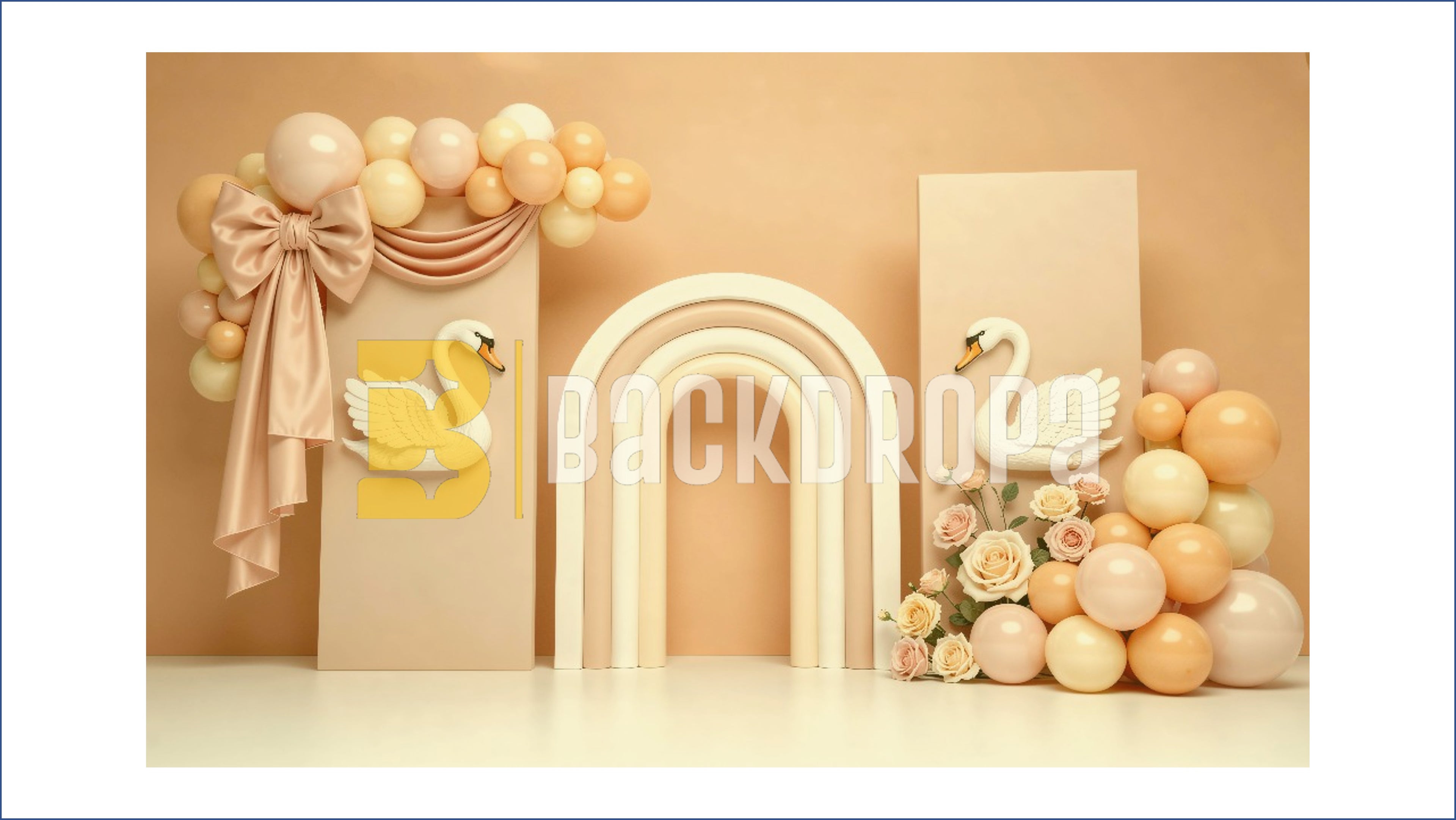 ELEGANT SWAN PASTEL ARCH THEME SETUP FOR KIDS PHOTOGRAPHY
