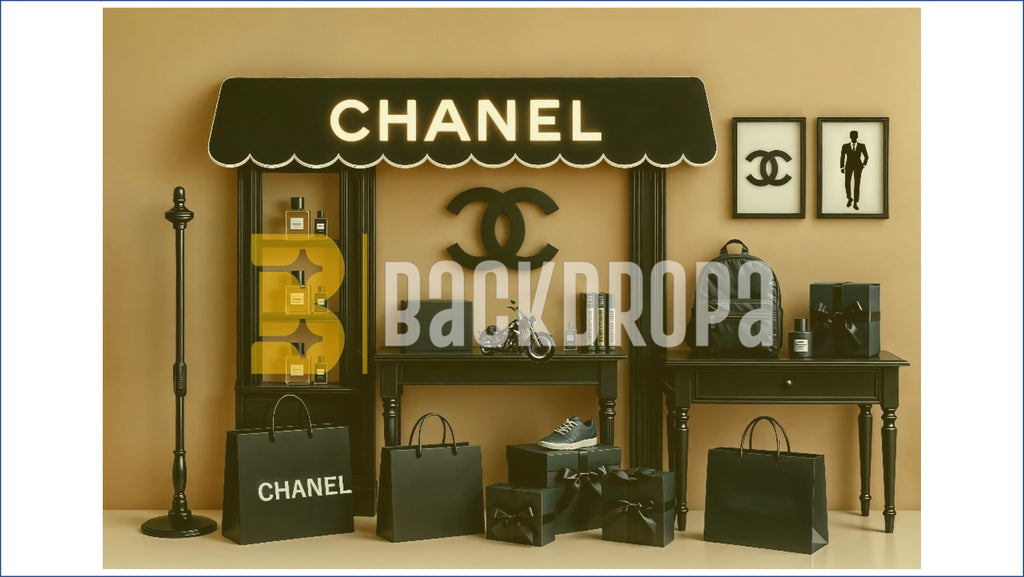 LUXURY BOUTIQUE STORE DISPLAY SETUP BACKDROP FOR BOUTIQUE & FASHION PHOTOGRAPHY