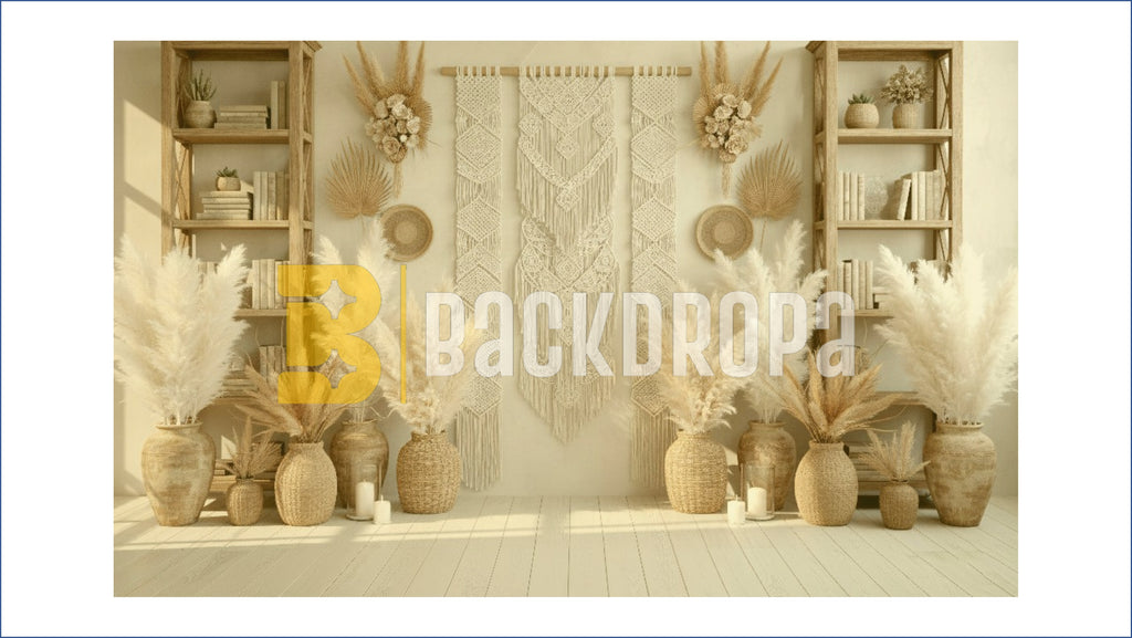 BOHO NEUTRAL MACRAME DECOR THEME SETUP FOR KIDS PHOTOGRAPHY