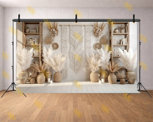 BOHO NEUTRAL MACRAME DECOR THEME SETUP FOR KIDS PHOTOGRAPHY
