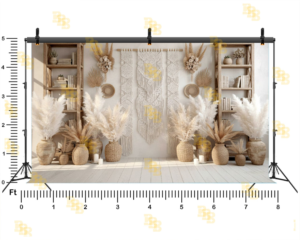 BOHO NEUTRAL MACRAME DECOR THEME SETUP FOR KIDS PHOTOGRAPHY
