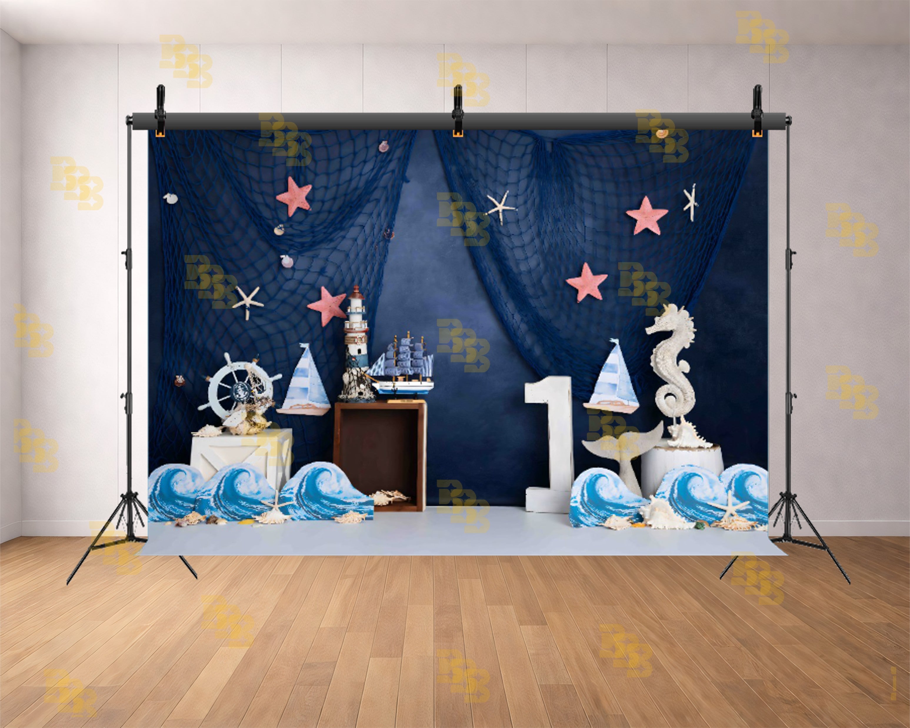 NAUTICAL OCEAN THEME KIDS FIRST BIRTHDAY SAILBOAT BACKDROP FOR KIDS PHOTOGRAPHY
