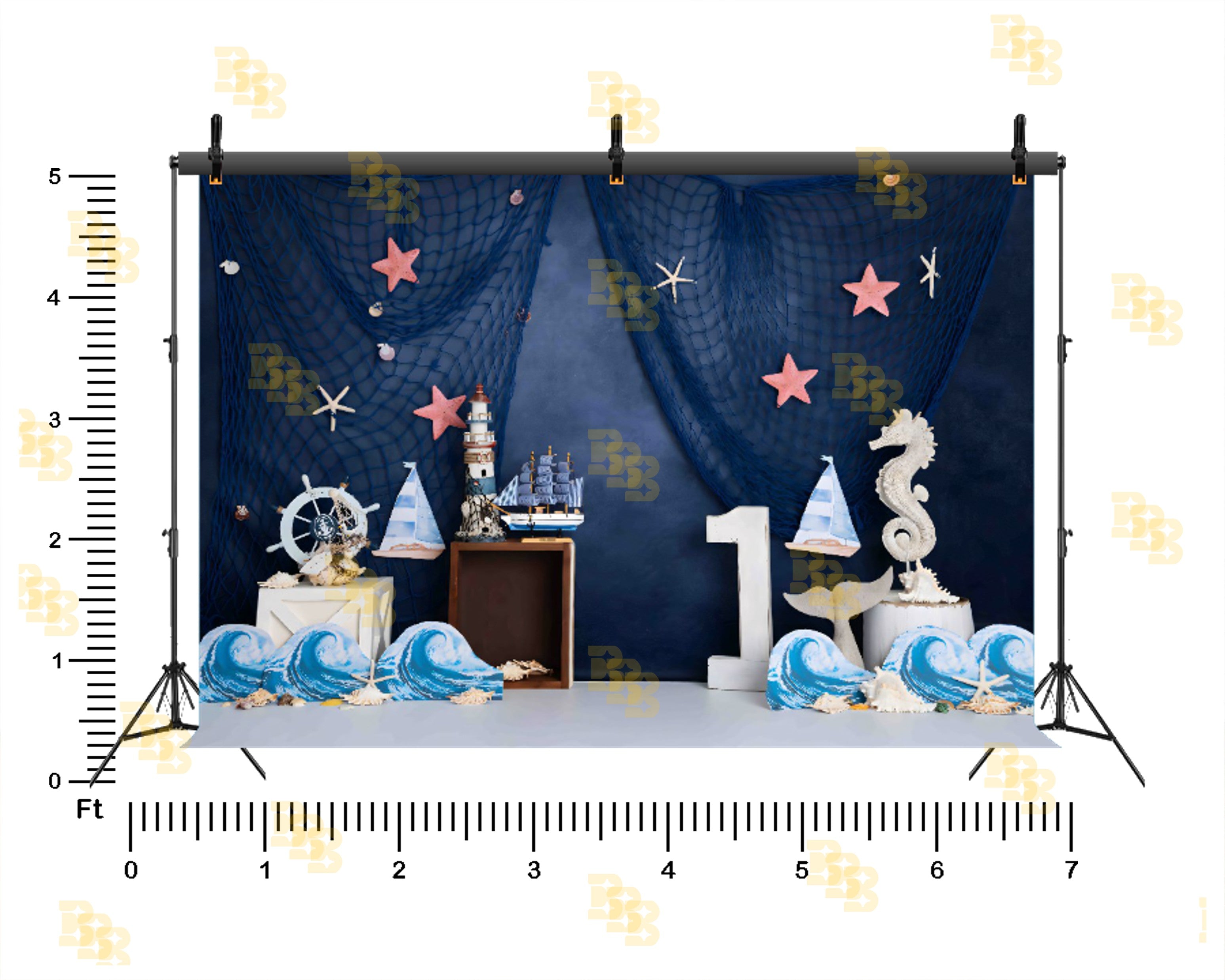 NAUTICAL OCEAN THEME KIDS FIRST BIRTHDAY SAILBOAT BACKDROP FOR KIDS PHOTOGRAPHY