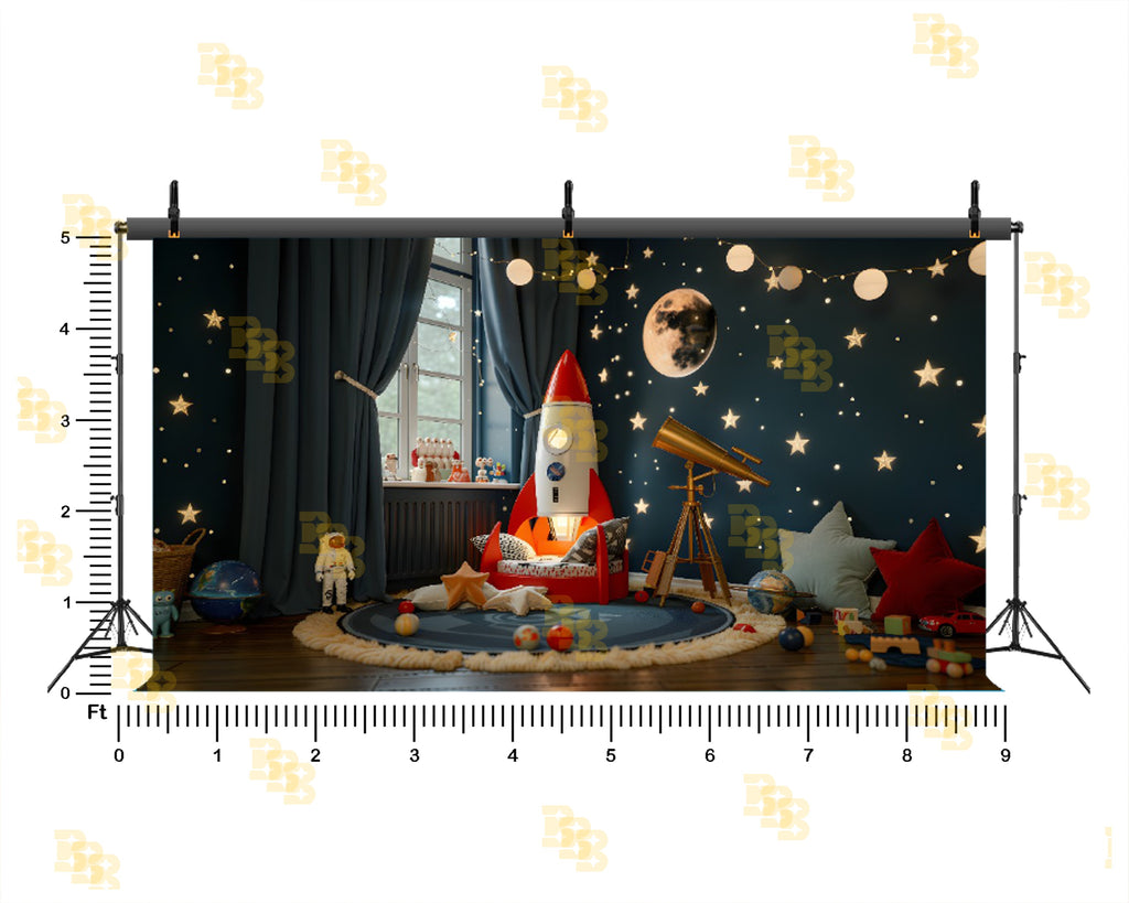 SPACE ROCKET NIGHT THEME SETUP FOR KIDS PHOTOGRAPHY