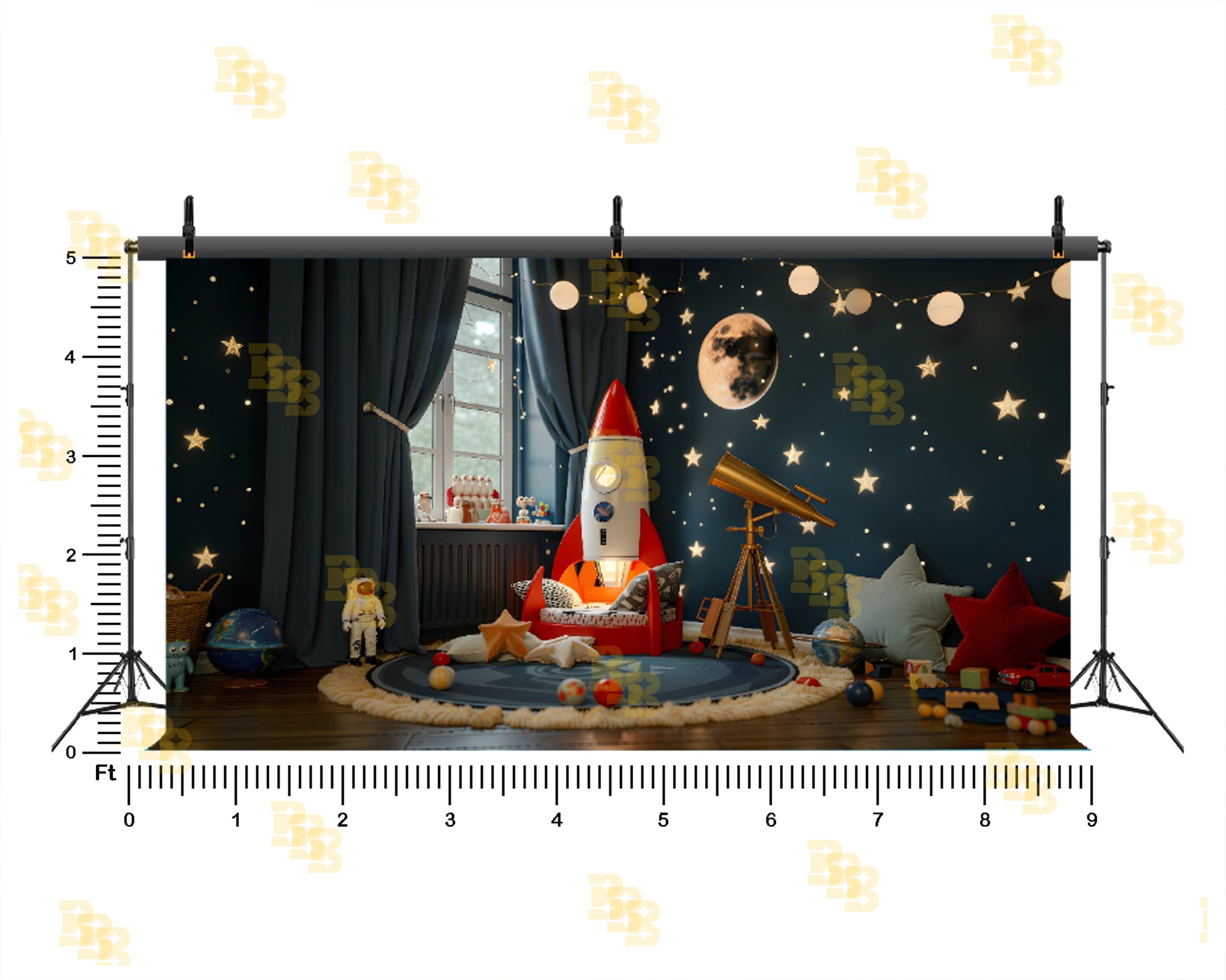 SPACE ROCKET NIGHT THEME SETUP FOR KIDS PHOTOGRAPHY