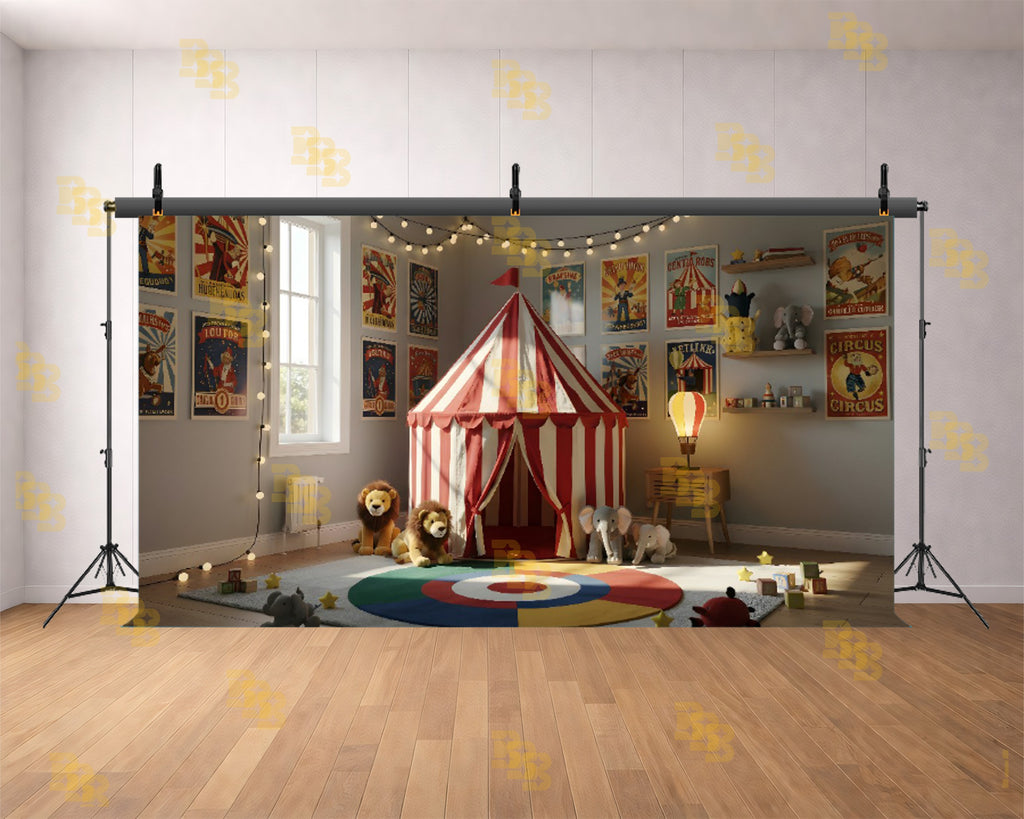 CIRCUS TENT KIDS ROOM THEME SETUP FOR KIDS PHOTOGRAPHY