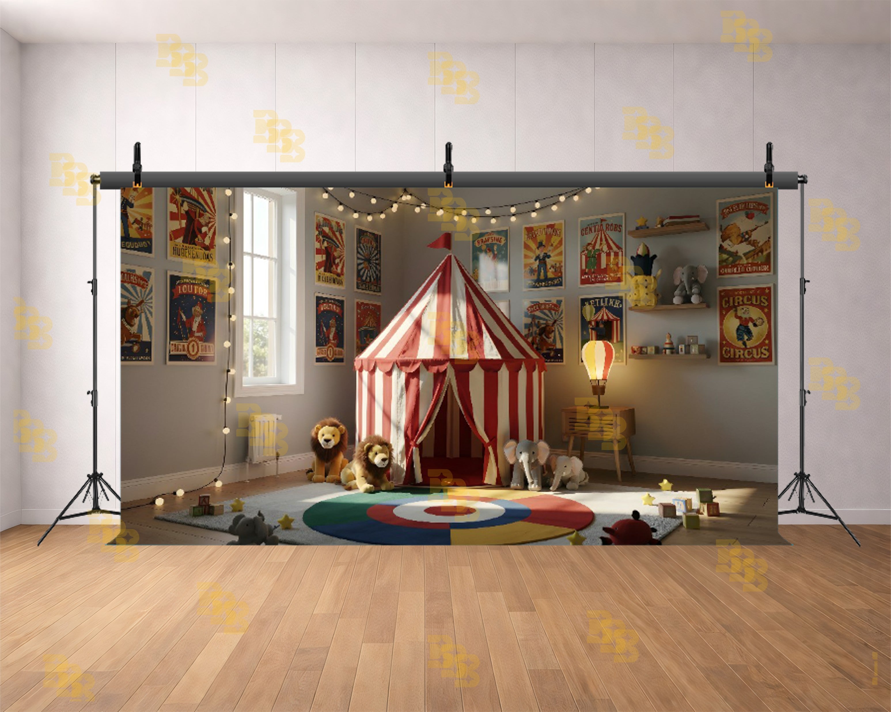 CIRCUS TENT KIDS ROOM THEME SETUP FOR KIDS PHOTOGRAPHY