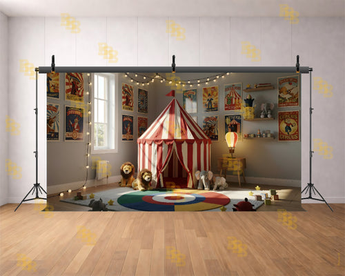 CIRCUS TENT KIDS ROOM THEME SETUP FOR KIDS PHOTOGRAPHY