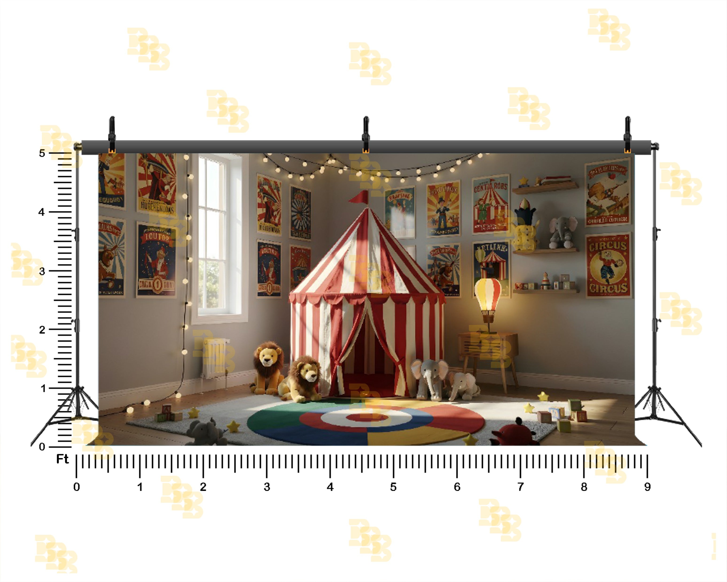 CIRCUS TENT KIDS ROOM THEME SETUP FOR KIDS PHOTOGRAPHY