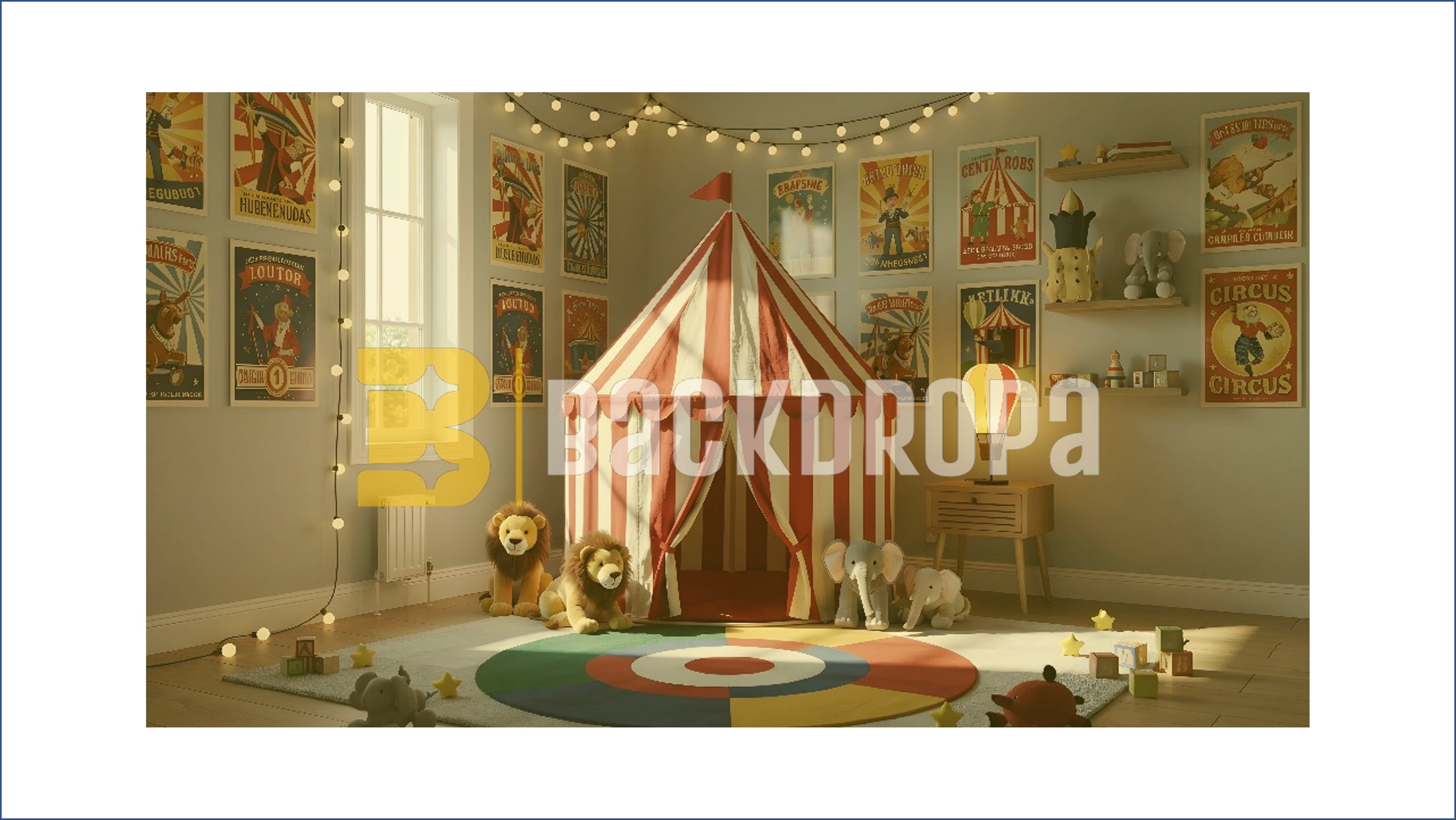 CIRCUS TENT KIDS ROOM THEME SETUP FOR KIDS PHOTOGRAPHY