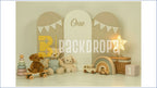 NEUTRAL BABY FIRST BIRTHDAY MINIMAL TEDDY TOY SETUP BACKDROP USING KIDS PHOTOGRAPHY