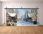 SNOWY WINTER VILLAGE STREET BACKDROP FOR CHRISTMAS & FAMILY PHOTOGRAPHY