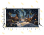 MAGICAL CHRISTMAS NIGHT SNOW VILLAGE BACKDROP FOR FESTIVE & FAMILY PHOTOGRAPHY